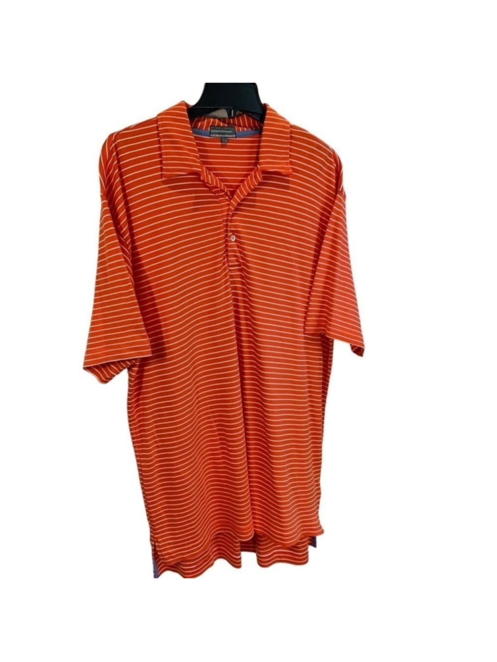 Alan Flusser golf shirt EUC orange stripe xl f29